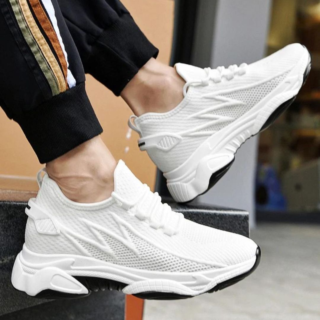 Men's Height-Boosting Sneakers Black Knit | Alpha Move-3