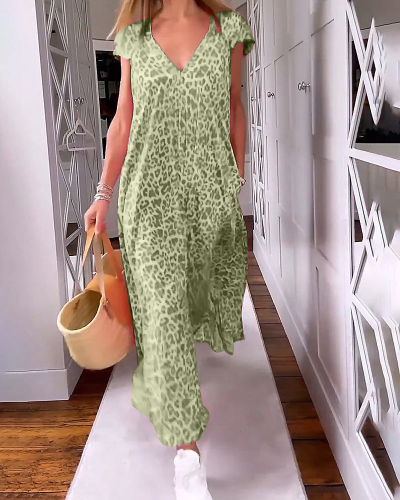 Women V-neck Short Sleeve Long Dress | Vanessa