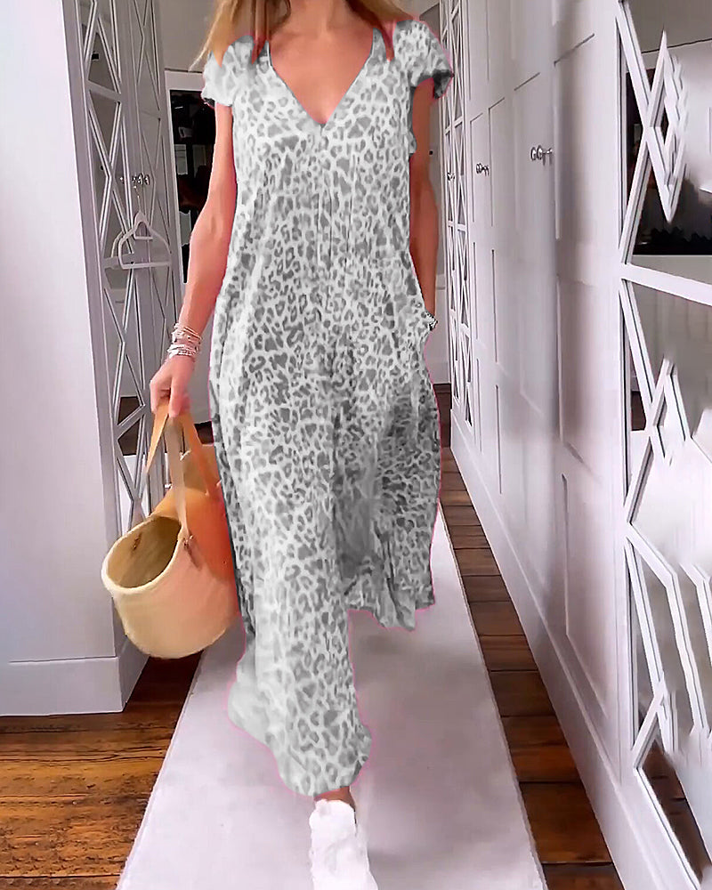 Women V-neck Short Sleeve Long Dress | Vanessa
