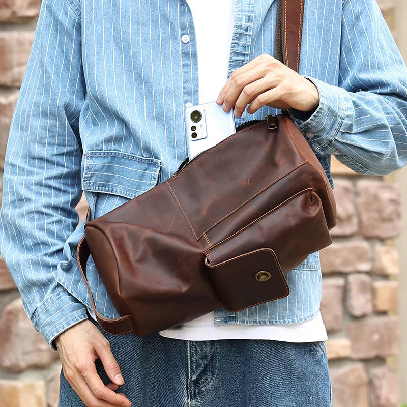 Men Vintage Leather Bottle Sling Bag | Lars
