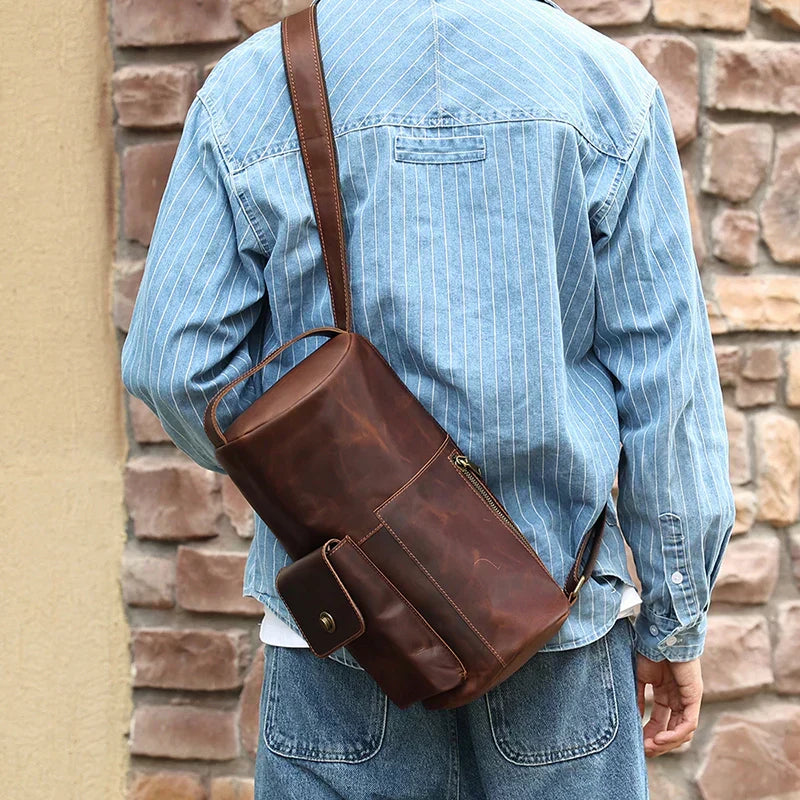 Men Vintage Leather Bottle Sling Bag | Lars