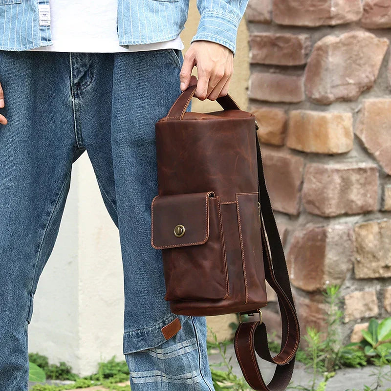 Men Vintage Leather Bottle Sling Bag | Lars
