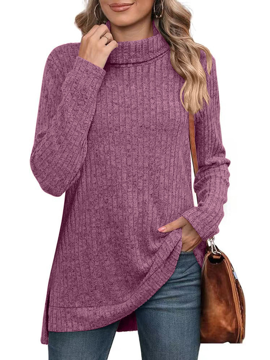Women Ribbed Turtleneck Knit Sweater | Odette