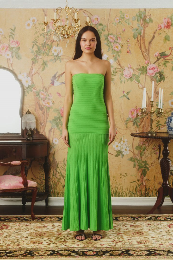 Women Strapless Pleated Maxi Dress | Zara