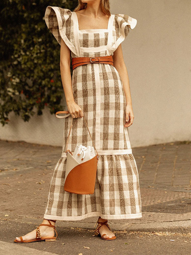 Women Rustic Plaid Maxi Dress | Paula