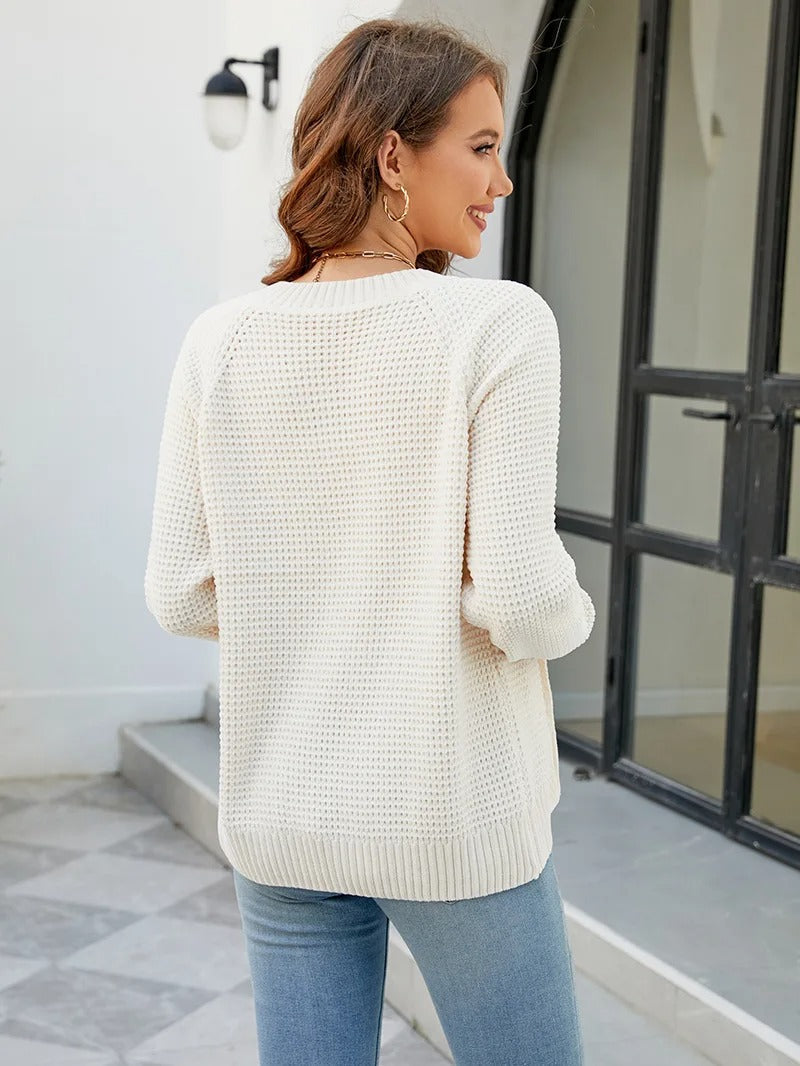 Women Waffle Knit Zip-Up Cardigan | Ryleigh