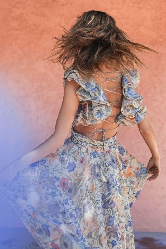 Women Floral Chiffon Maxi Dress | Aaliyah