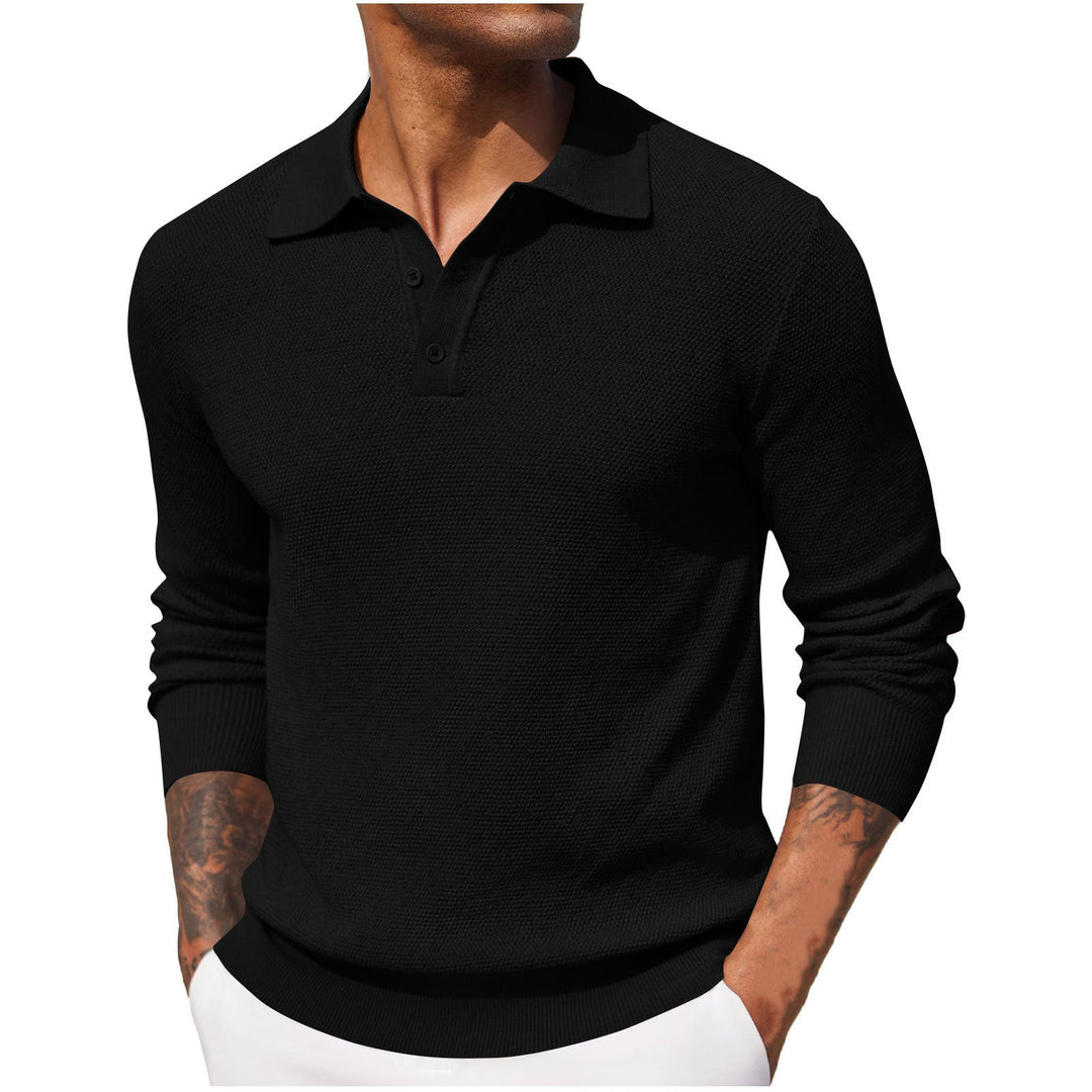 Men Textured Long-Sleeve Polo Shirt | Flavien