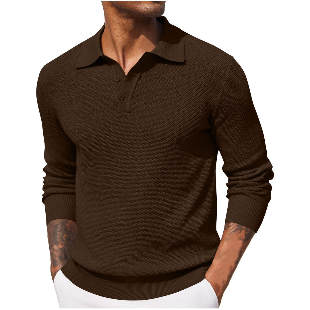 Men Textured Long-Sleeve Polo Shirt | Flavien