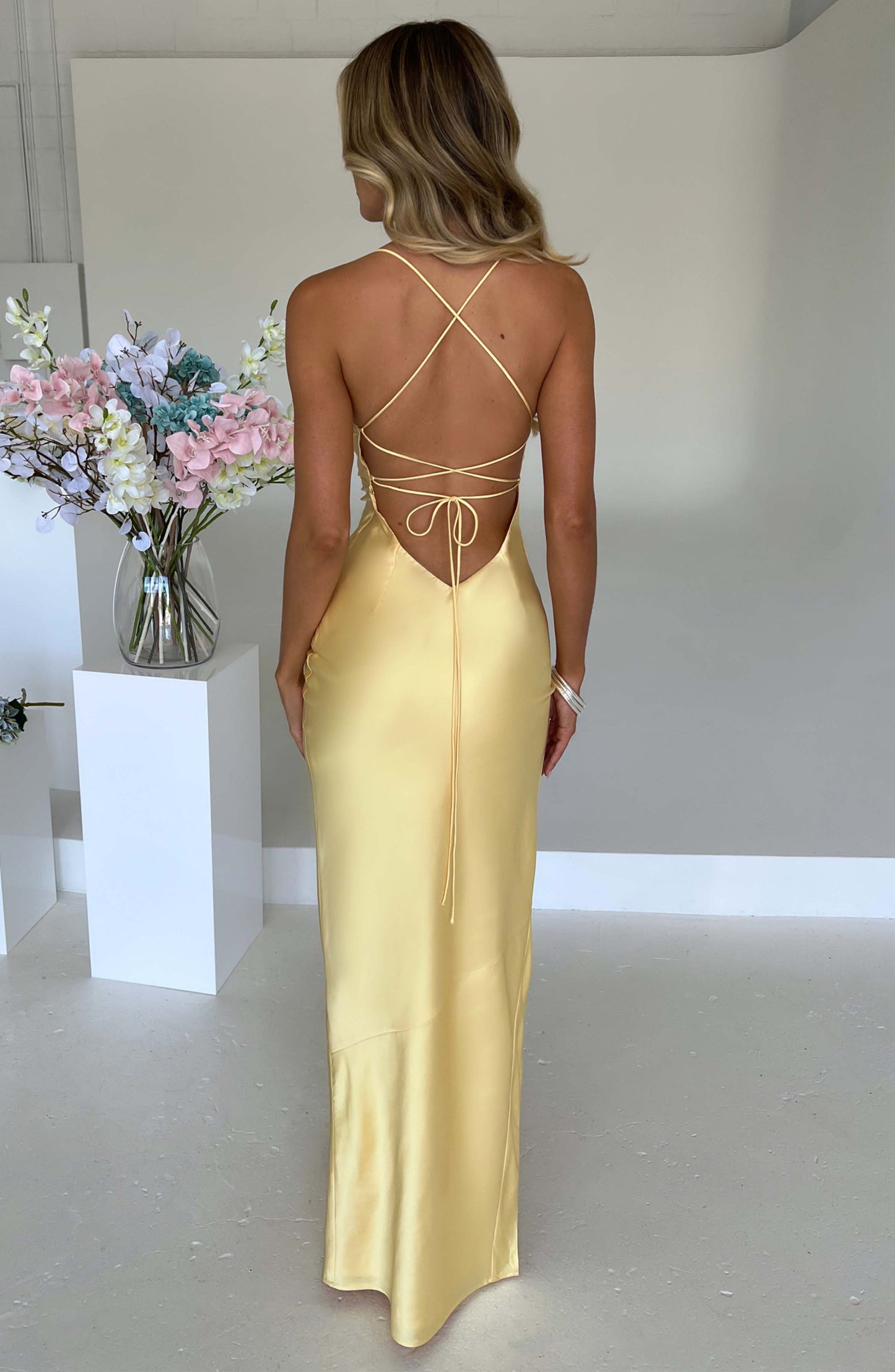 Women Satin Cowl Neck Maxi Dress | Misha