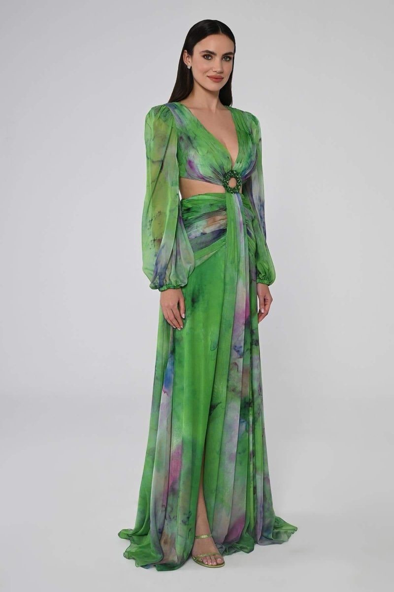 Women Elegant V-Neck Maxi Dress | Riley