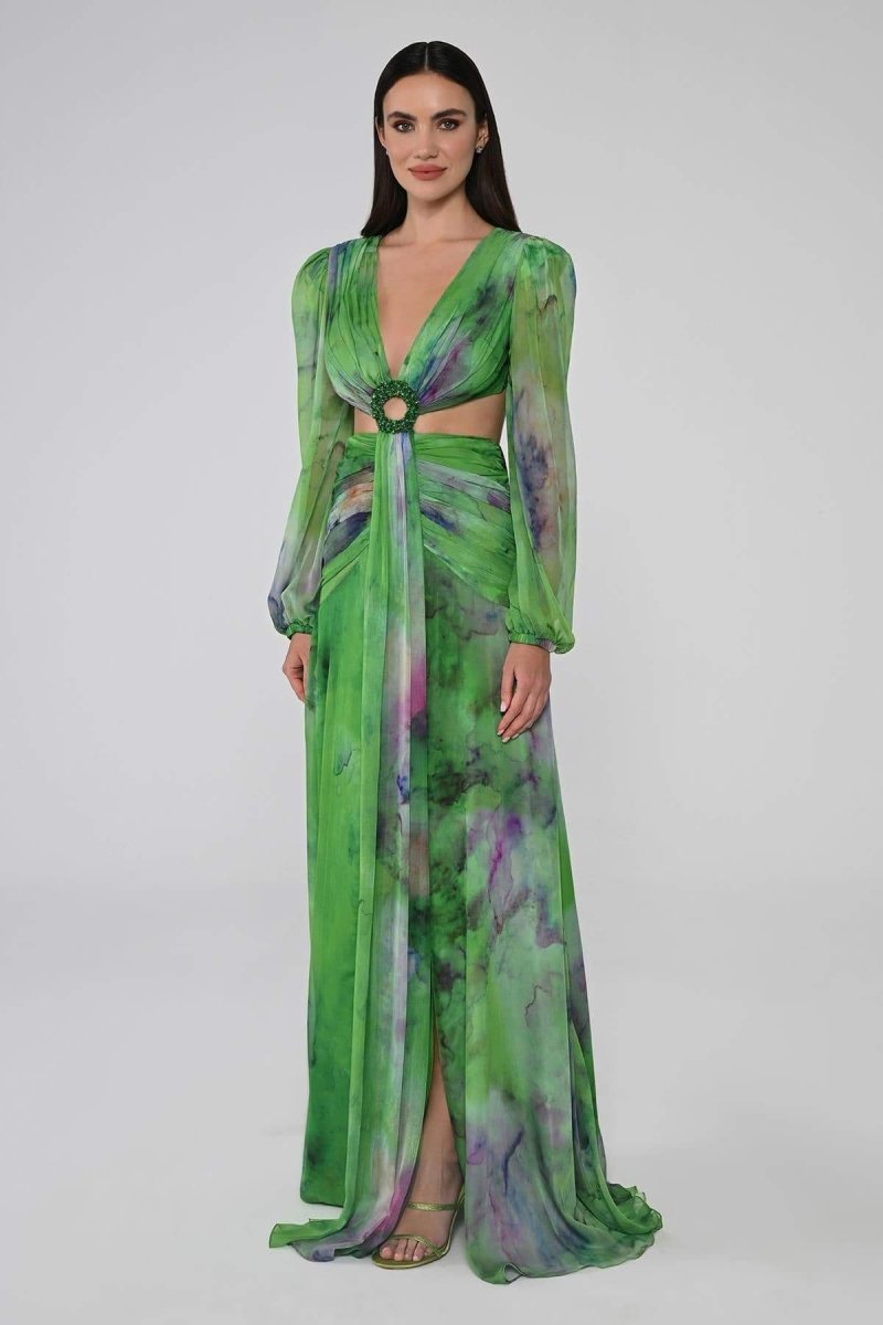 Women Elegant V-Neck Maxi Dress | Riley