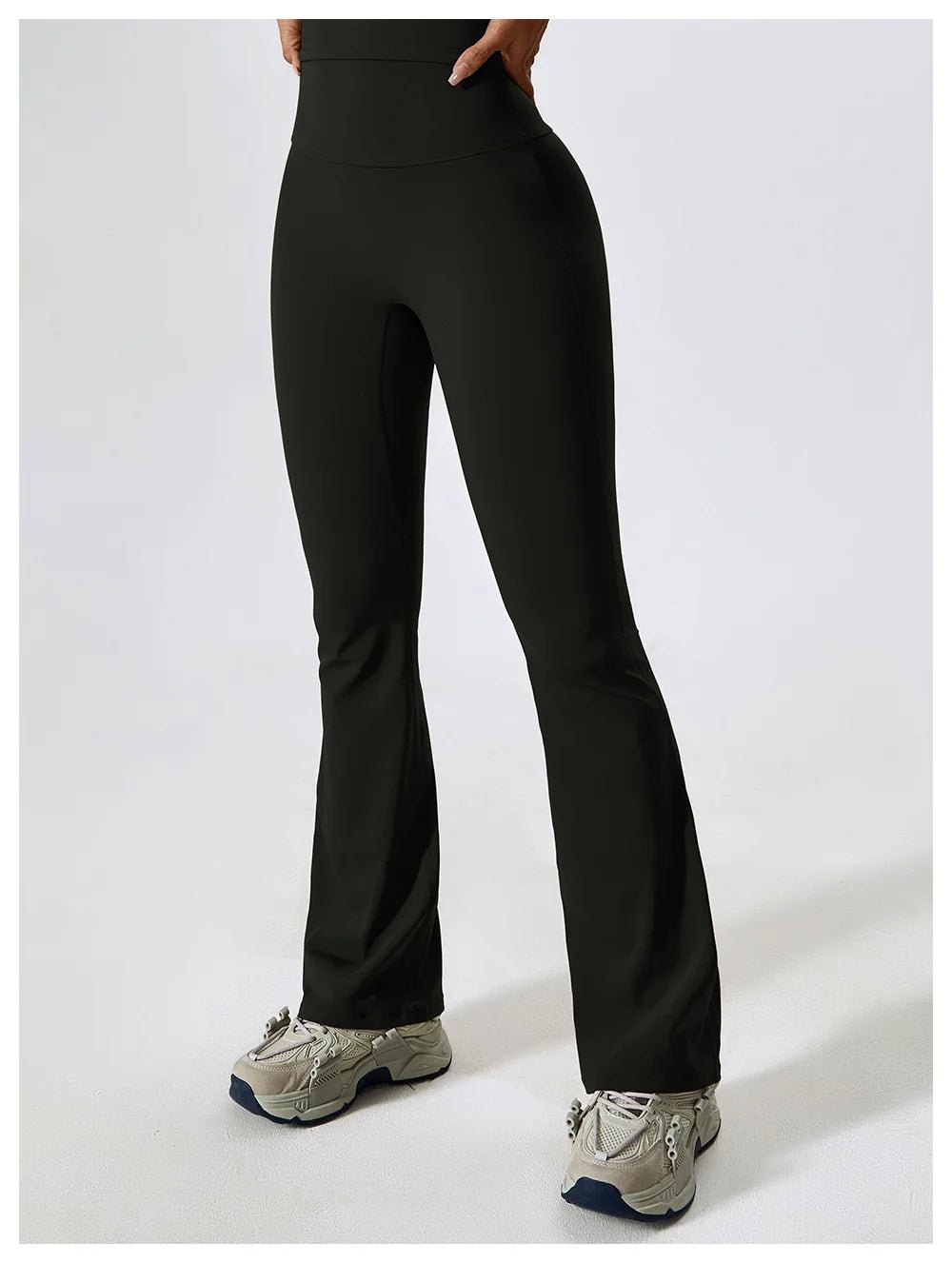 Women Flare Leggings Black Nylon Spandex | Bella-5