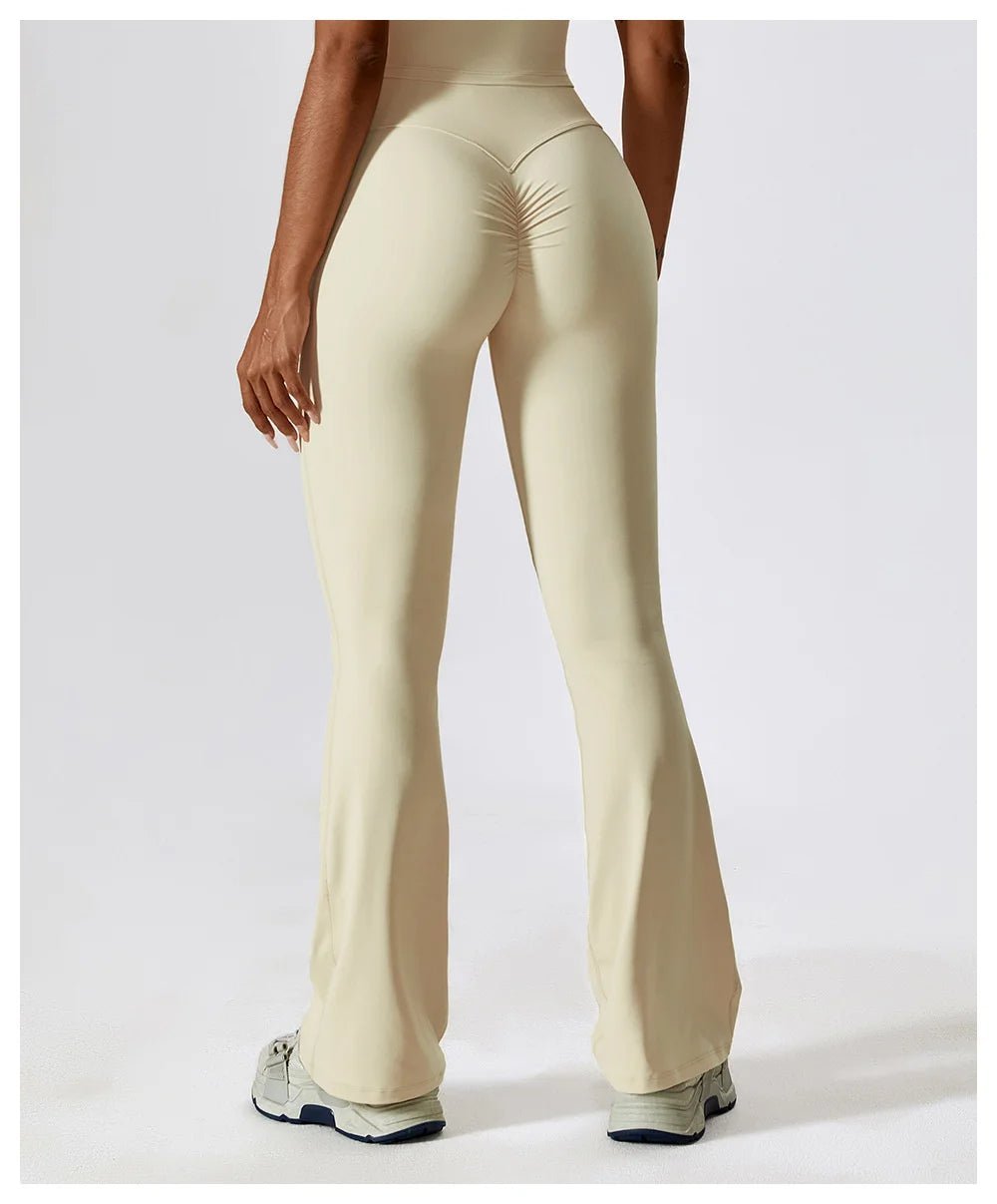 Women Flare Leggings Black Nylon Spandex | Bella-6