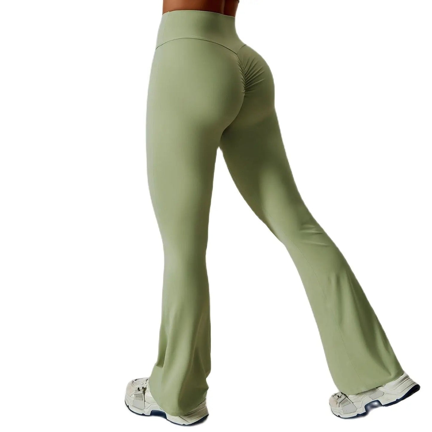 Women Flare Leggings Black Nylon Spandex | Bella-3