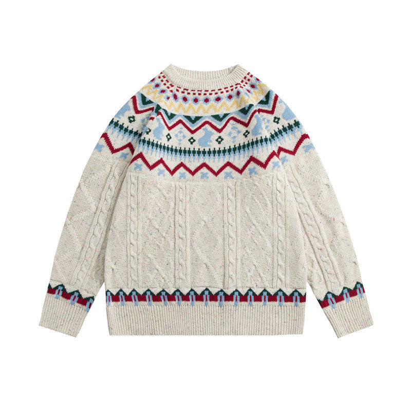 Women’s Oversized Fair Isle Cable Knit Sweater | Hestia