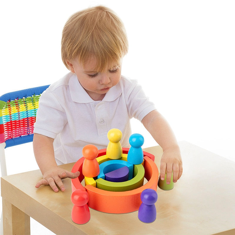 Kids Wooden Building Blocks Multicolor | Rainbow-3