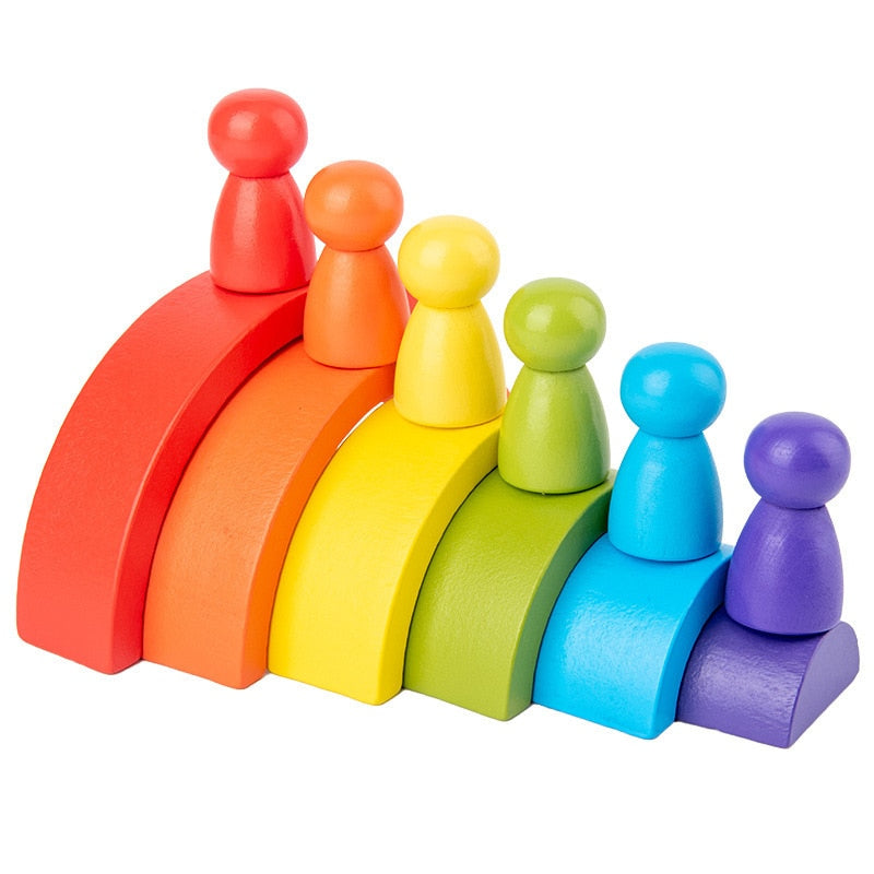 Kids Wooden Building Blocks Multicolor | Rainbow-2