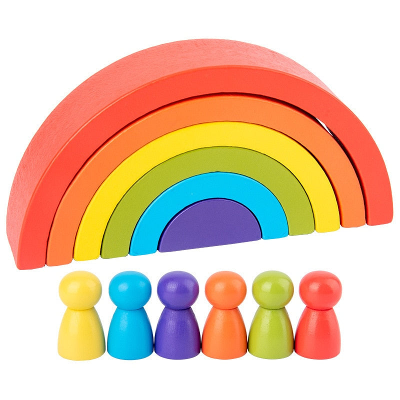 Kids Wooden Building Blocks Multicolor | Rainbow-4