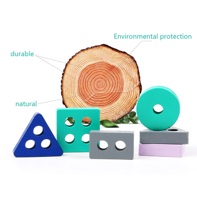 Kids Wooden Building Blocks Set | Montessori Educational Toy-5
