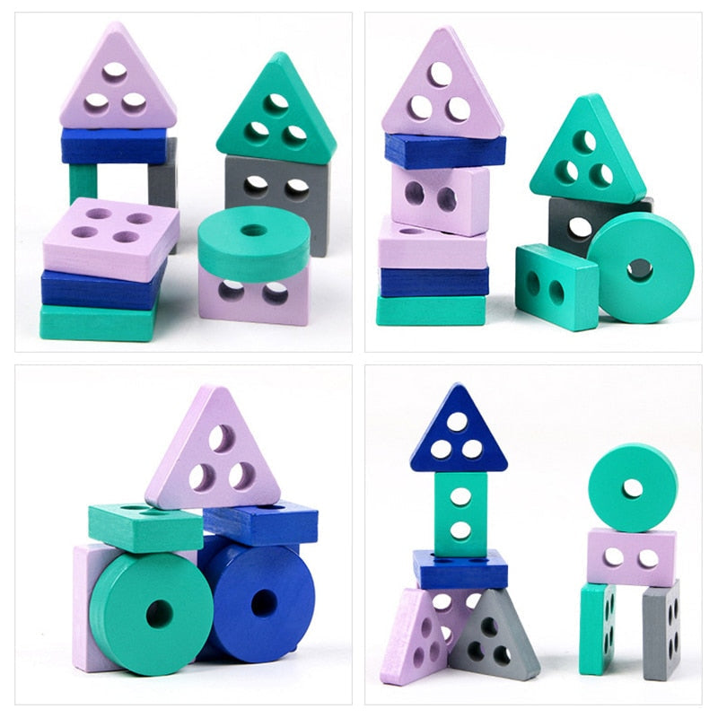 Kids Wooden Building Blocks Set | Montessori Educational Toy-4