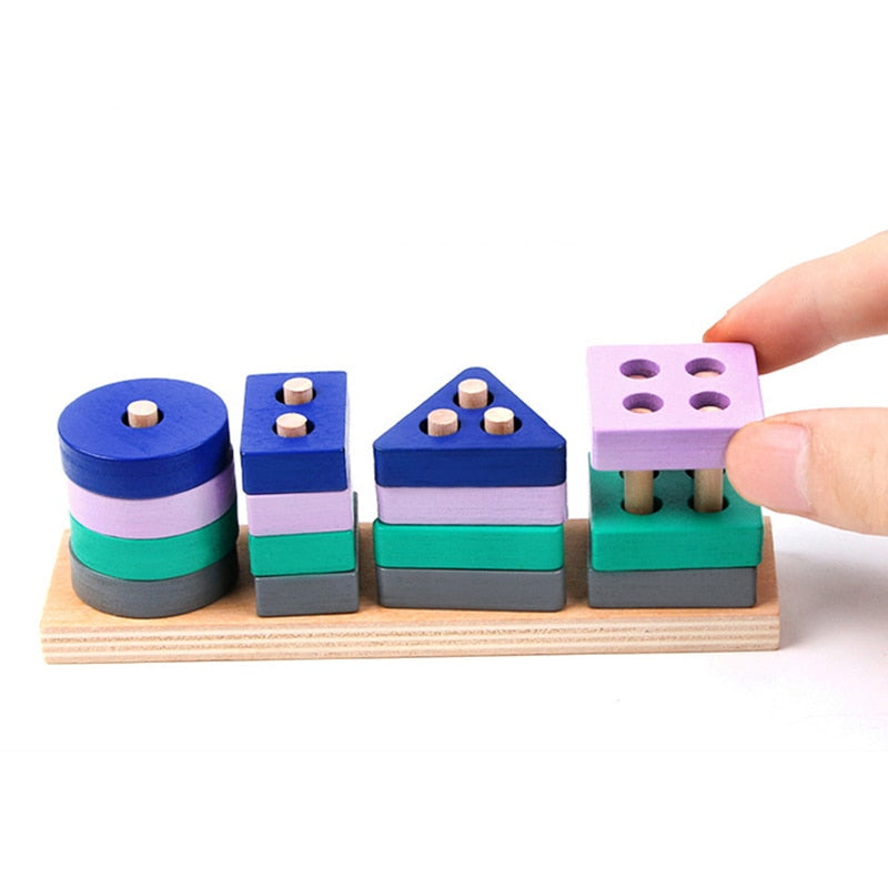 Kids Wooden Building Blocks Set | Montessori Educational Toy-3