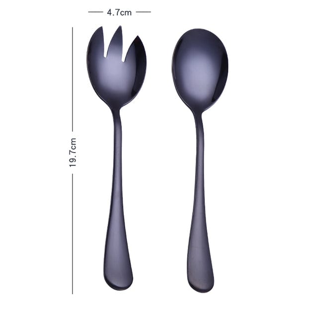 Variant image for Stainless Steel Salad Serving Set Gold | Elegant Dining-2
