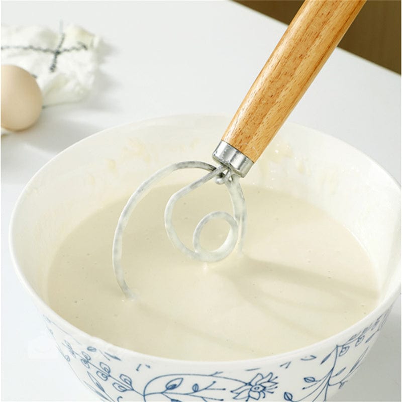 Stainless Steel Dough Mixer with Wooden Handle