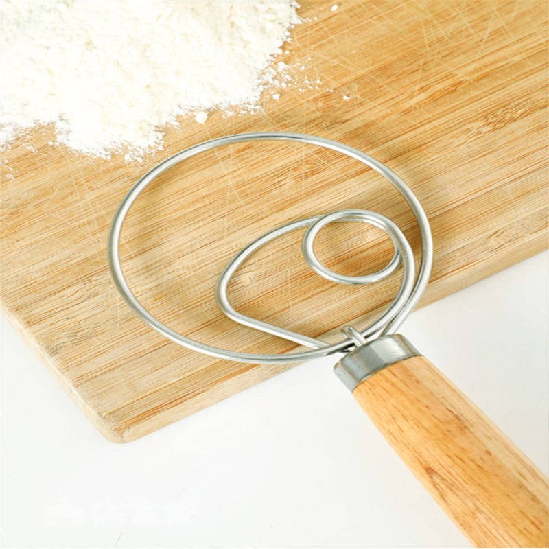 Stainless Steel Dough Mixer with Wooden Handle