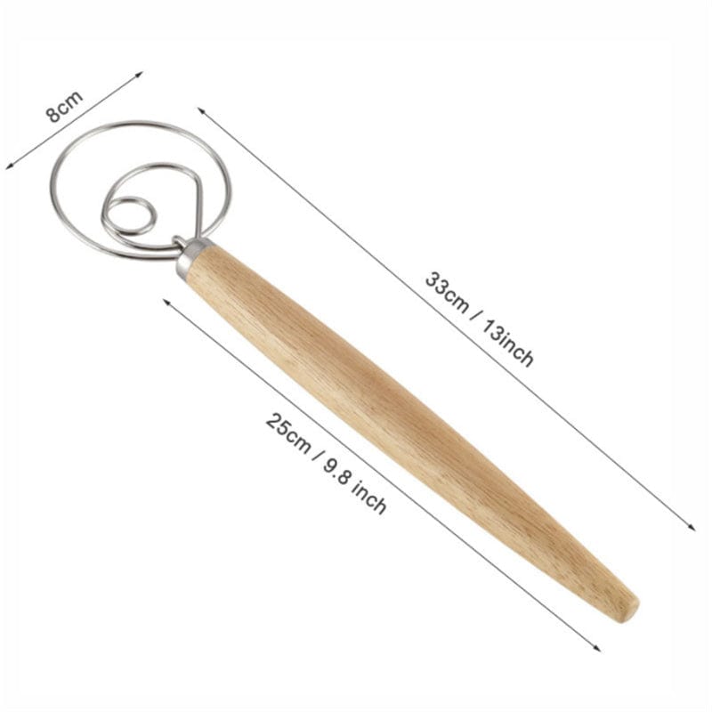 Stainless Steel Dough Mixer with Wooden Handle