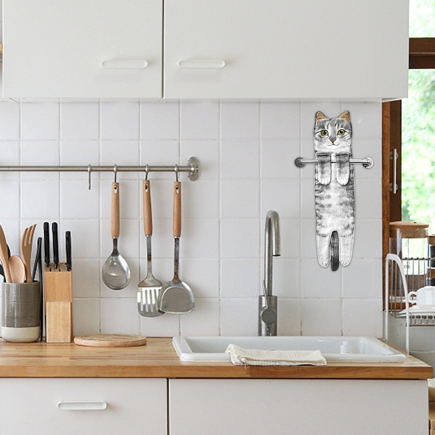 Hanging Cotton Towel with Cat Design