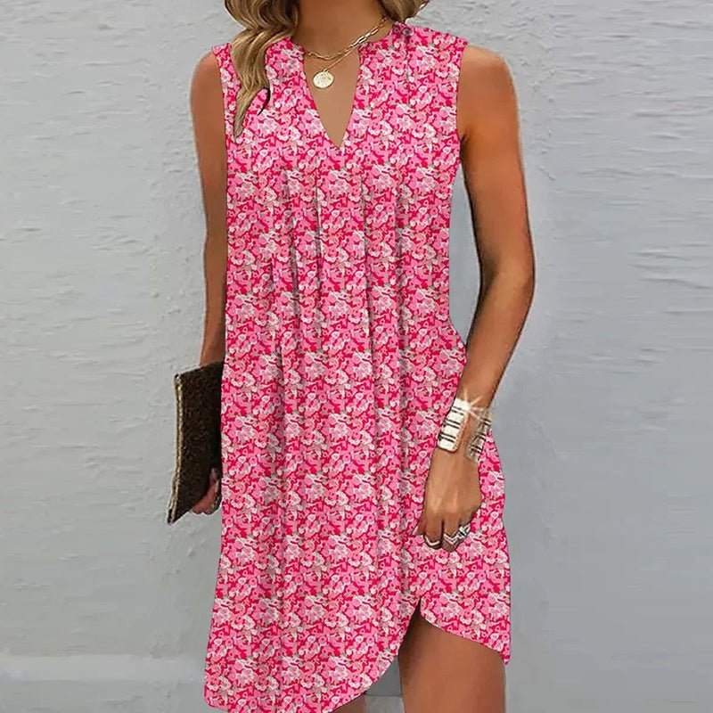 Women Sleeveless V-neck Casual Dress | Ruby