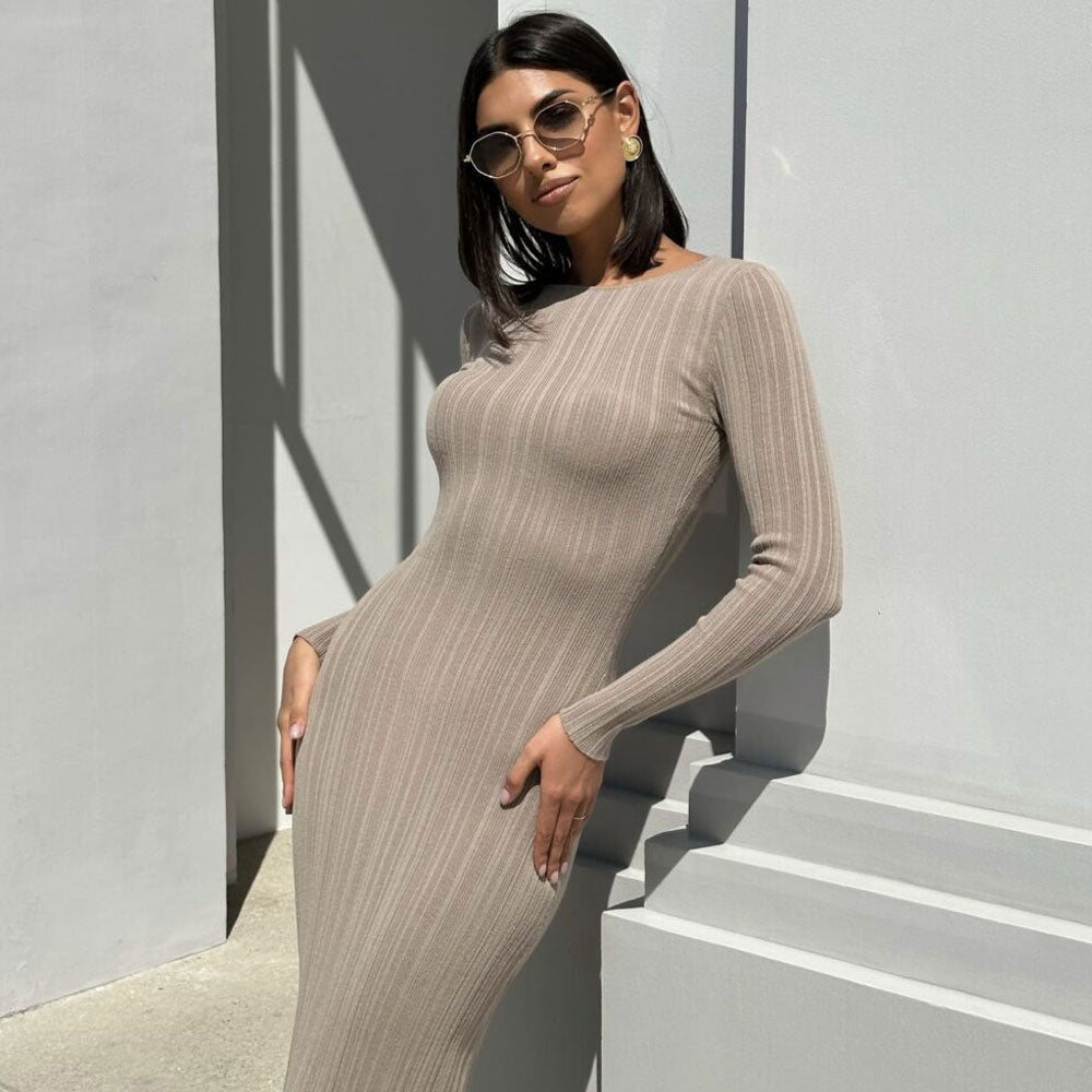 Women Ribbed Bodycon Sweater Maxi Dress | Madira