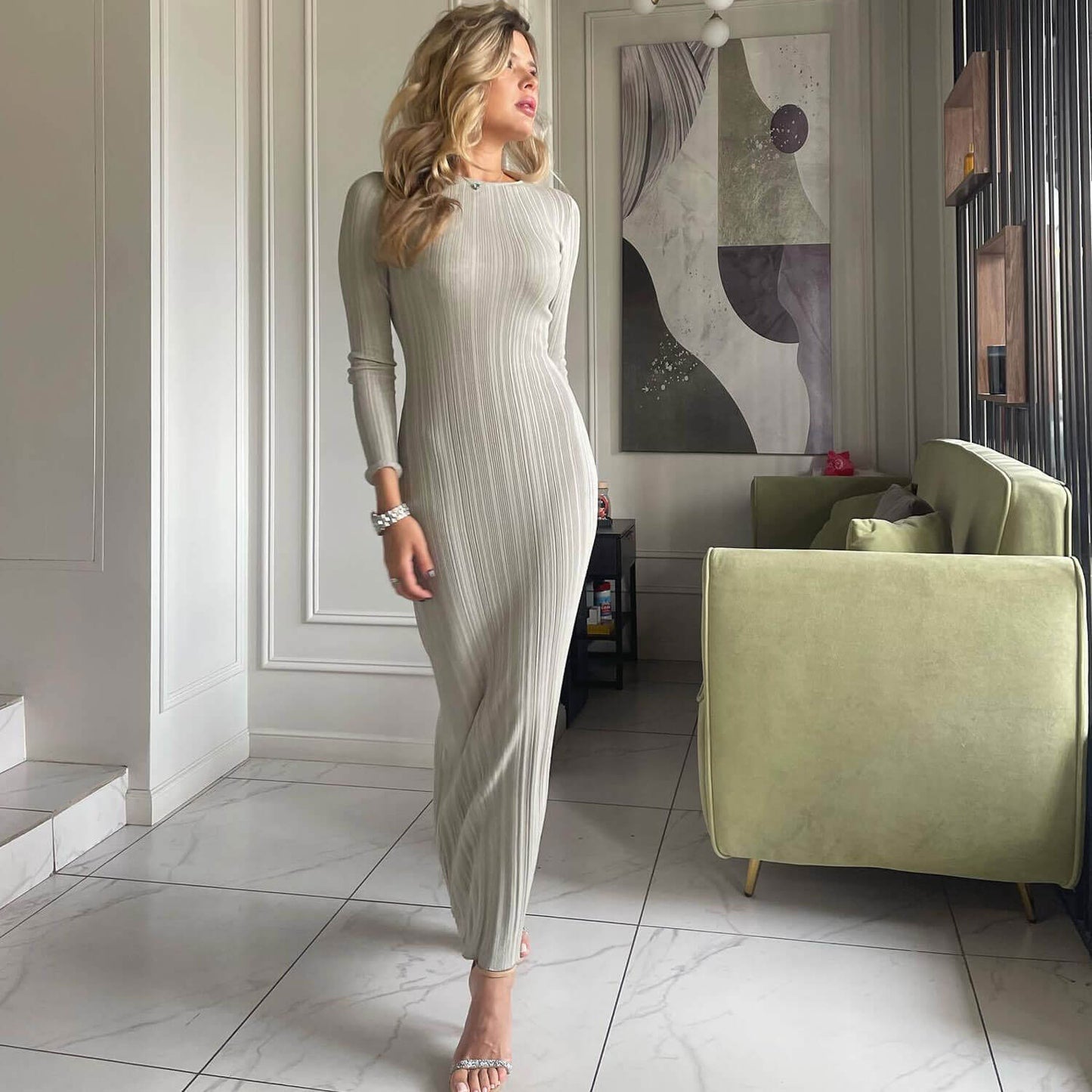 Women Ribbed Bodycon Sweater Maxi Dress | Madira