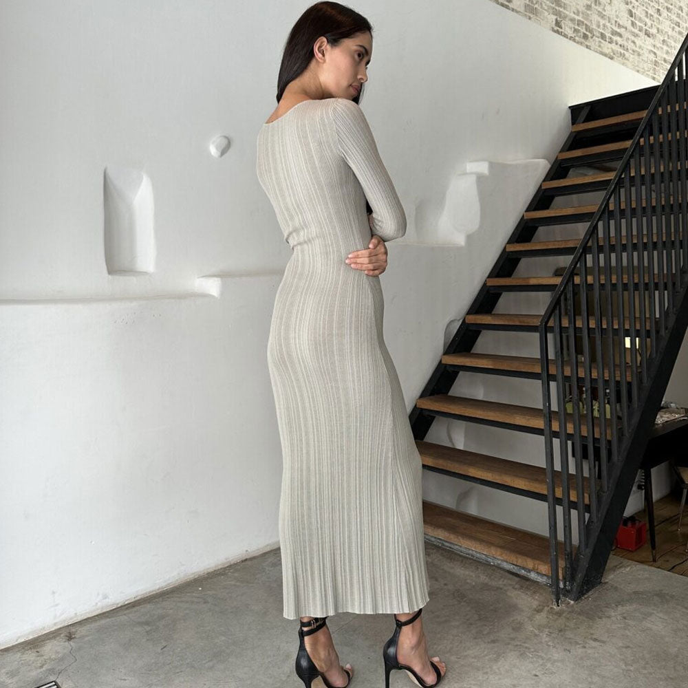Women Ribbed Bodycon Sweater Maxi Dress | Madira