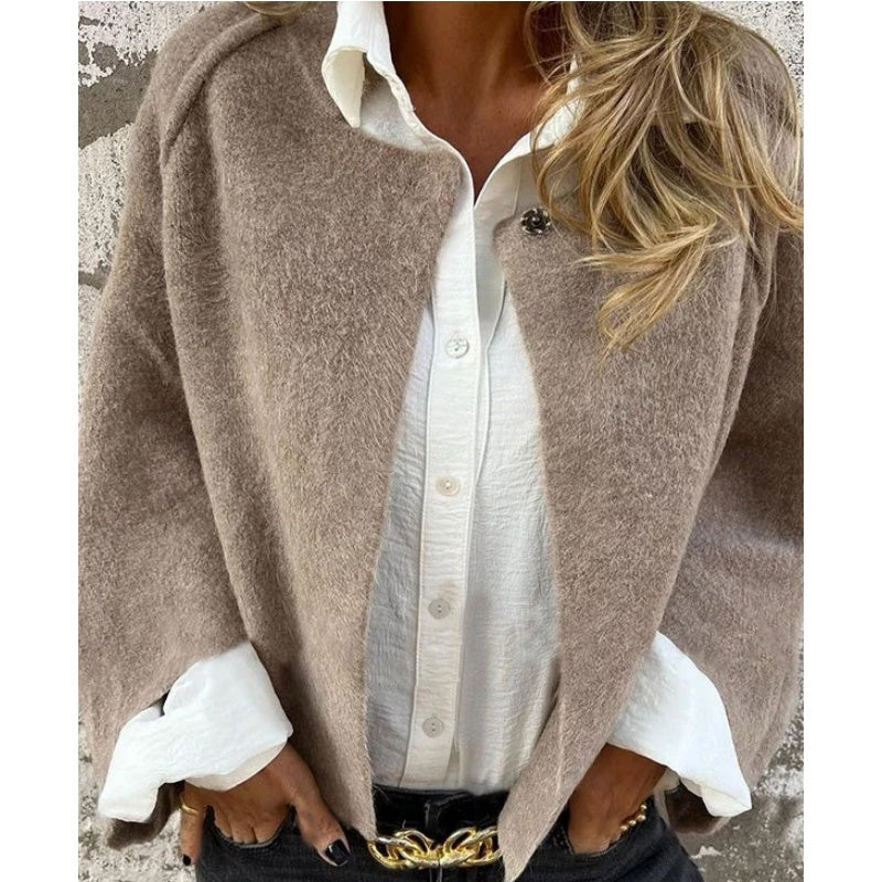 Women Minimalist Cropped Wool Jacket | Iridessa
