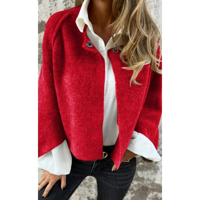 Women Minimalist Cropped Wool Jacket | Iridessa