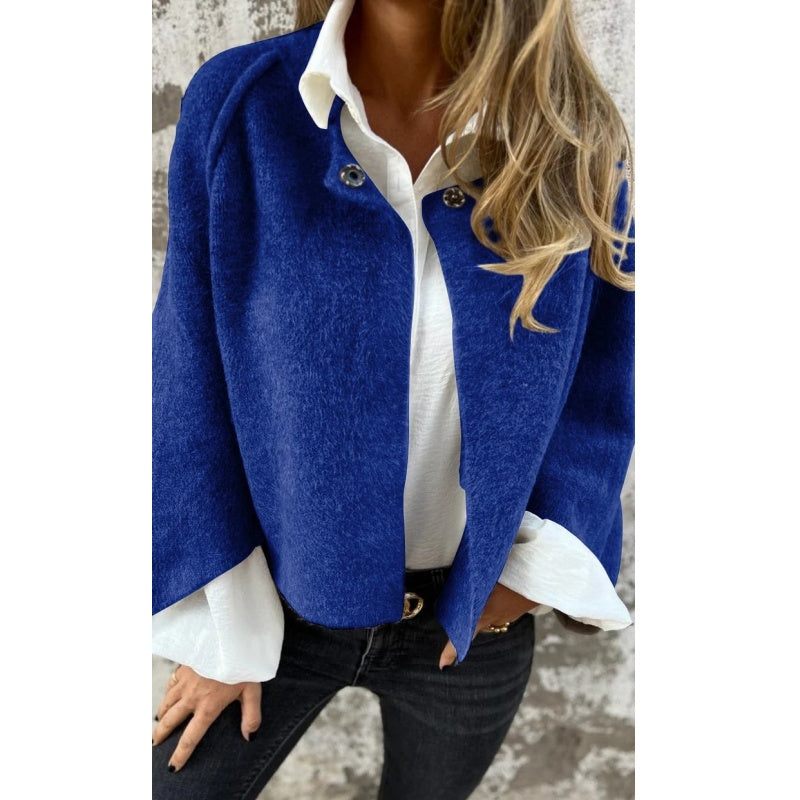 Women Minimalist Cropped Wool Jacket | Iridessa