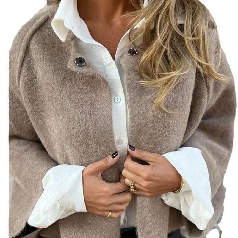 Women Minimalist Cropped Wool Jacket | Iridessa