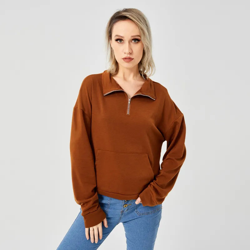 Women Minimalist Zip-Up Sweatshirt | Desirelle