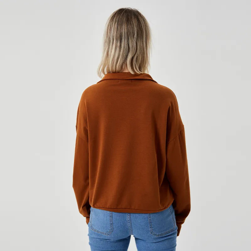 Women Minimalist Zip-Up Sweatshirt | Desirelle