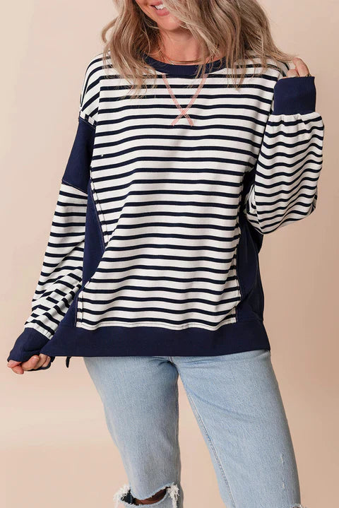 Women Striped Oversized Sweatshirt | Calypso