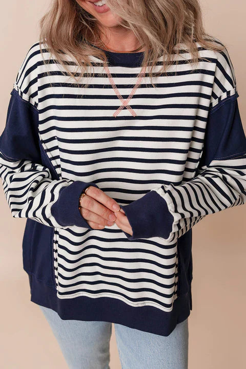 Women Striped Oversized Sweatshirt | Calypso