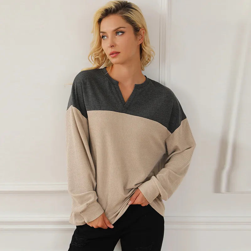Women Two-Tone Textured Sweatshirt | Elizaveta