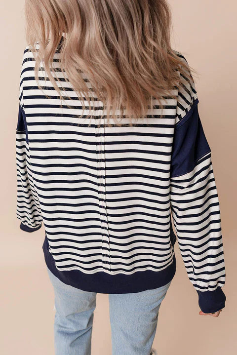 Women Striped Oversized Sweatshirt | Calypso