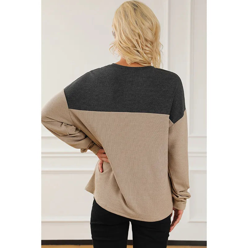 Women Two-Tone Textured Sweatshirt | Elizaveta