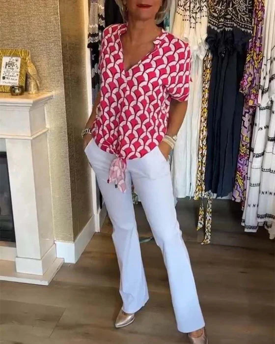 Women Modern Printed V-Neck Blouse | Zadie