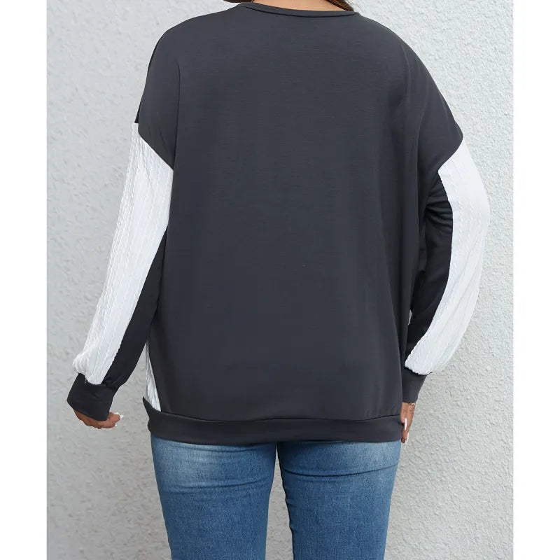 Women Two-Tone Contrast Sleeve Sweatshirt | Hanelle