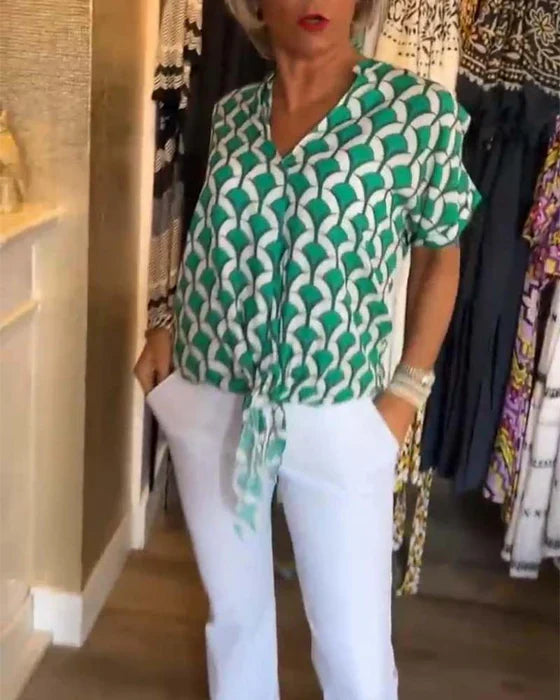 Women Modern Printed V-Neck Blouse | Zadie