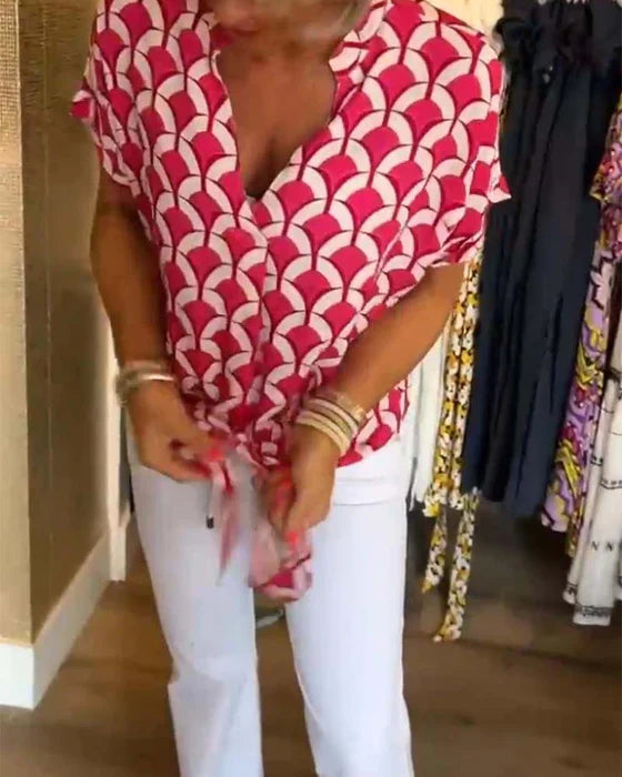 Women Modern Printed V-Neck Blouse | Zadie